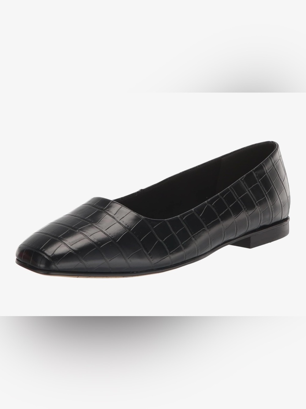 Bella Vita Black Croc-Embossed Pointed Ballet Flat